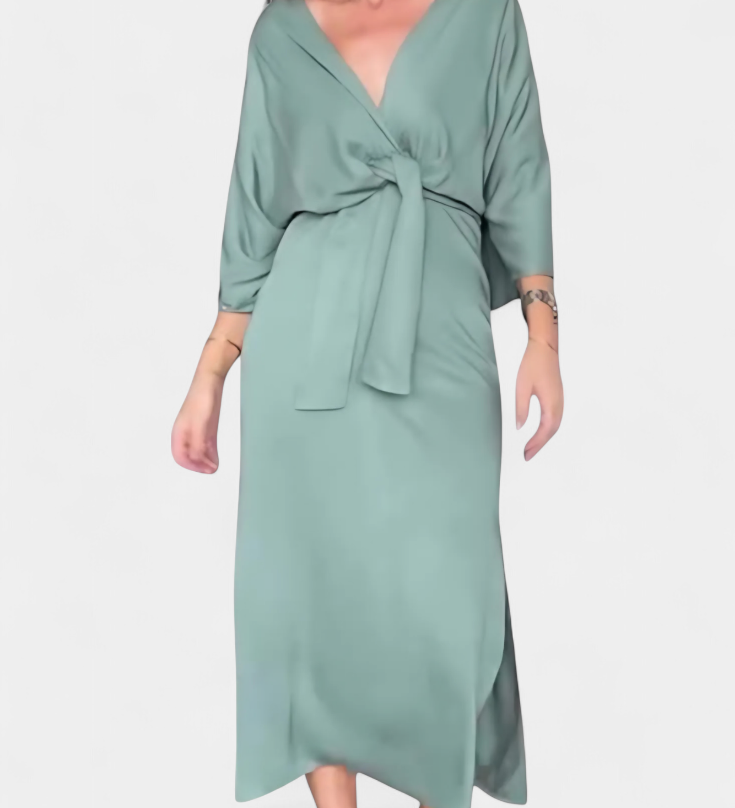 Natalija - Haljina Casual s Prednjim Čvorom i V-Izrezom