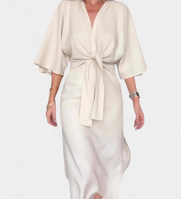 Natalija - Haljina Casual s Prednjim Čvorom i V-Izrezom