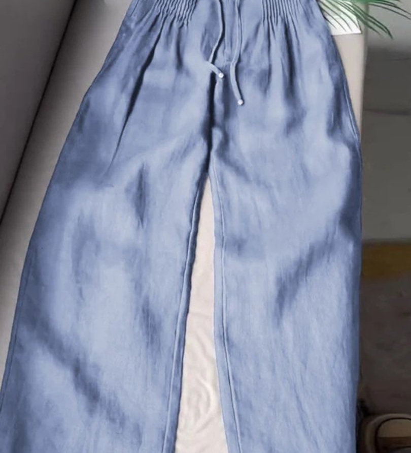 Camille | Hlače širokih nogavica od pamuka i lana