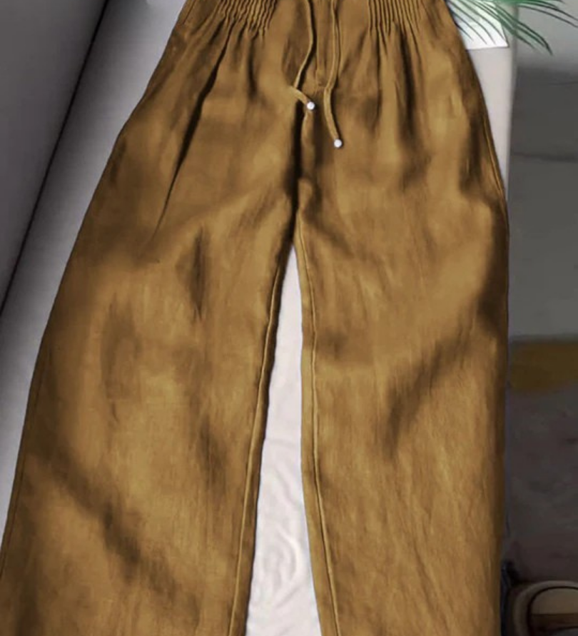 Camille | Hlače širokih nogavica od pamuka i lana