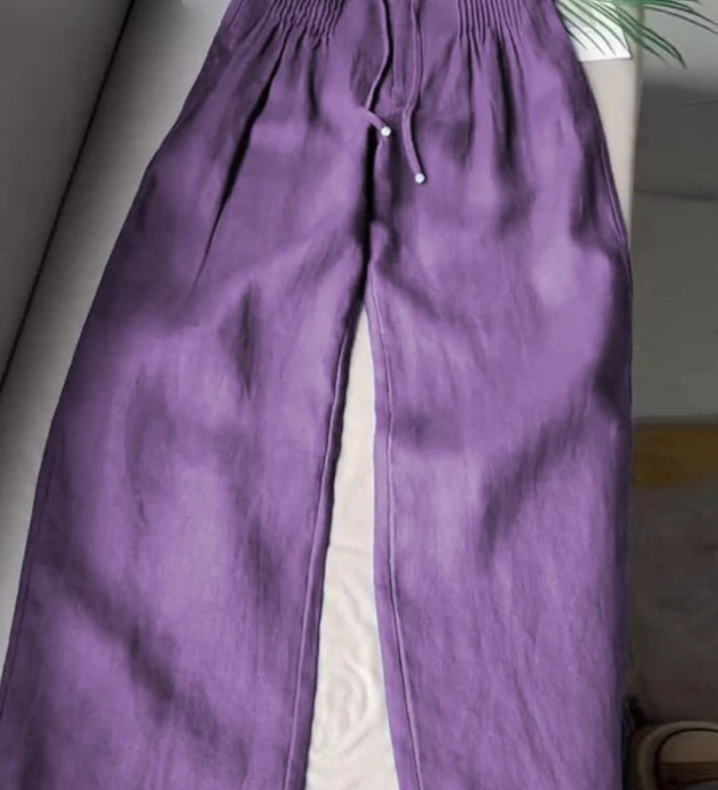 Camille | Hlače širokih nogavica od pamuka i lana