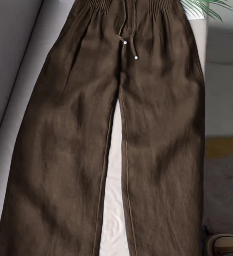 Camille | Hlače širokih nogavica od pamuka i lana