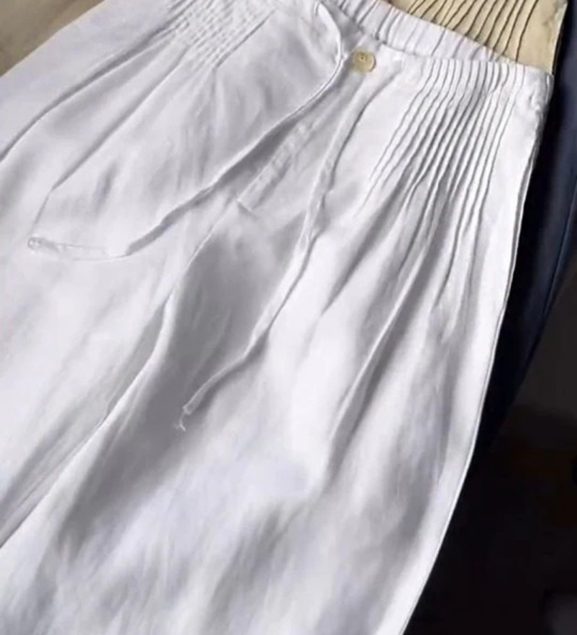 Camille | Hlače širokih nogavica od pamuka i lana