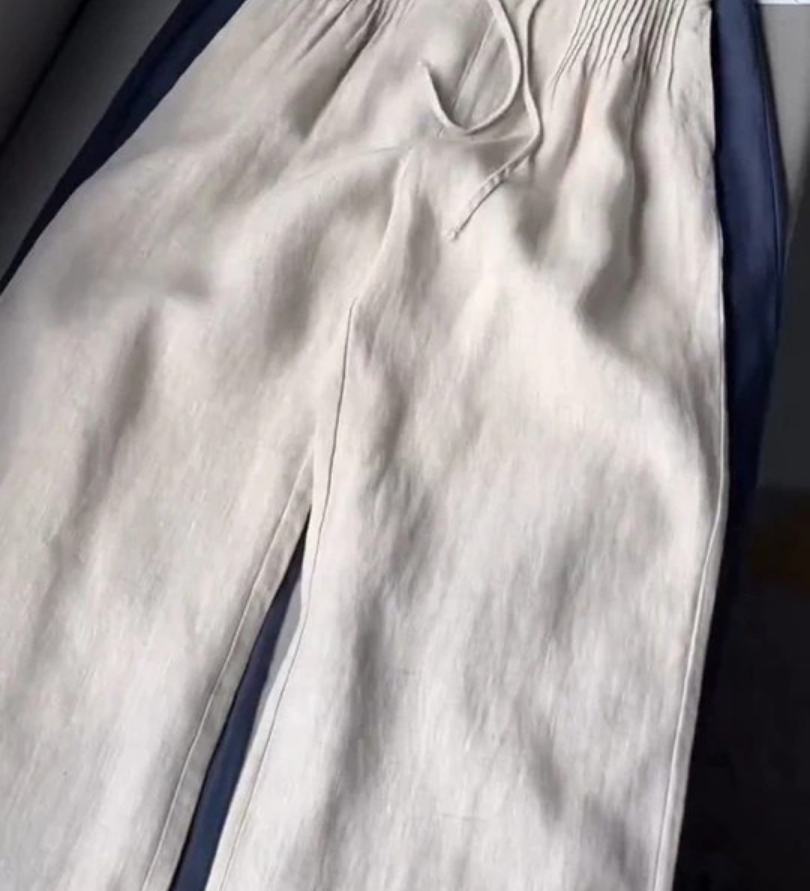 Camille | Hlače širokih nogavica od pamuka i lana