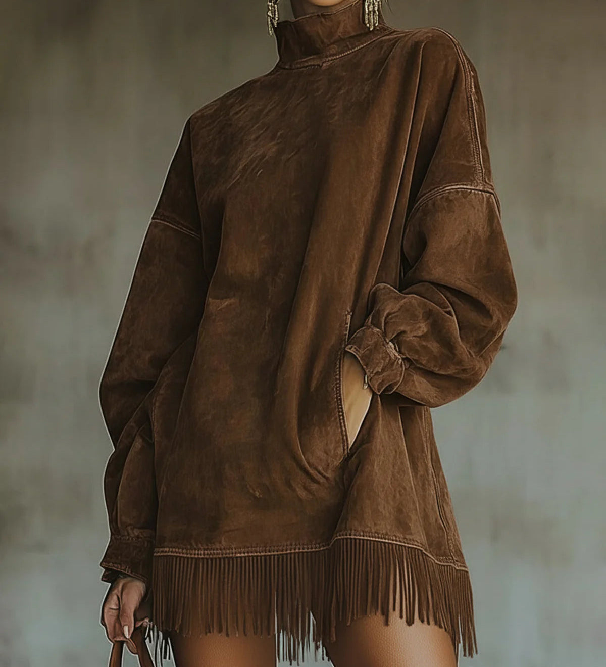 Zamira – suknasta jakna od brušene kože s resama