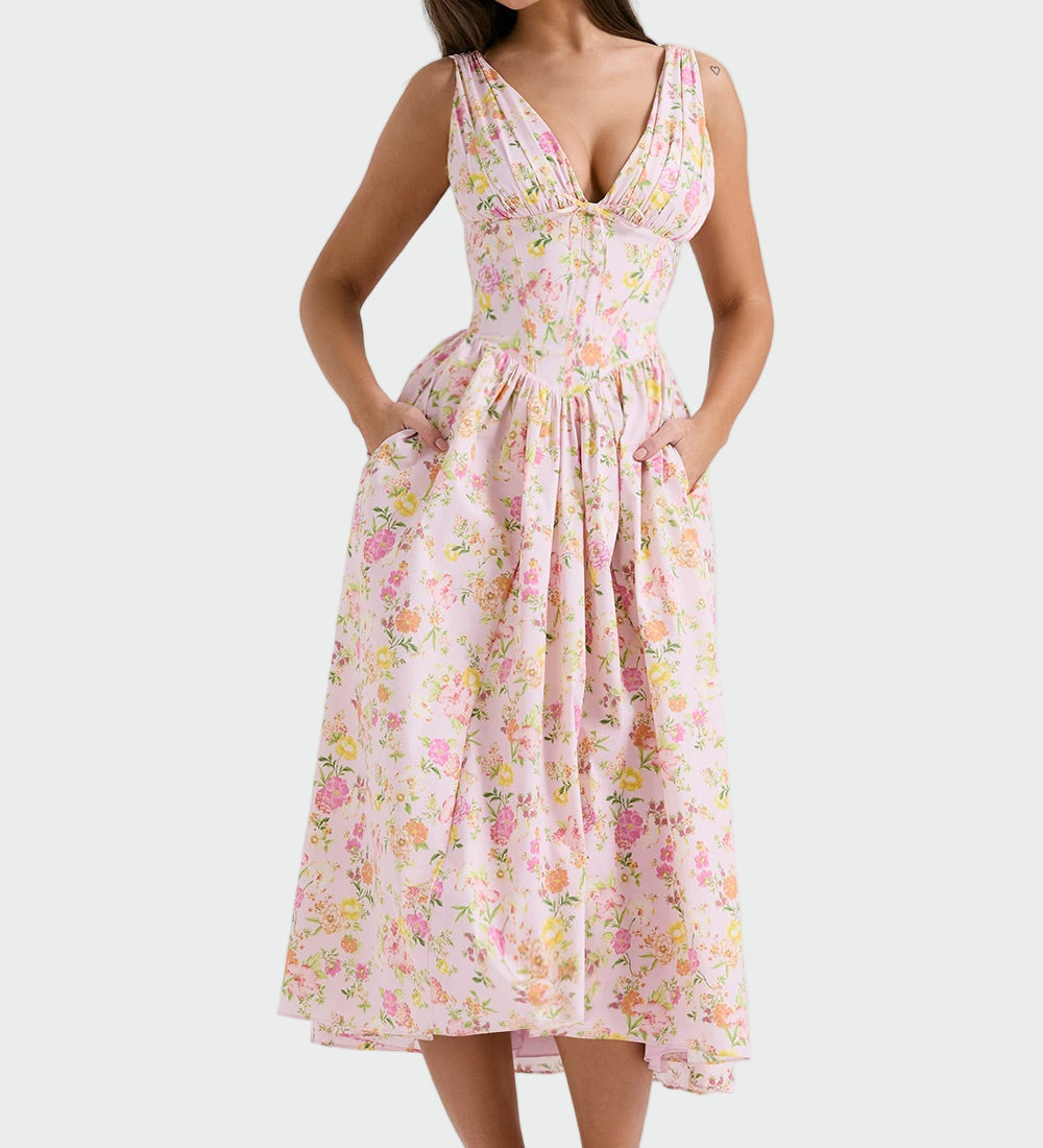 Midi Haljina Romantične Cvjećarnice