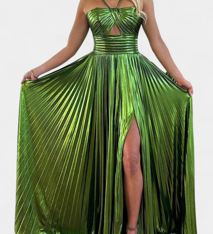 Branimira Maxi Haljina Metalik s Preklopom i Raskorakom