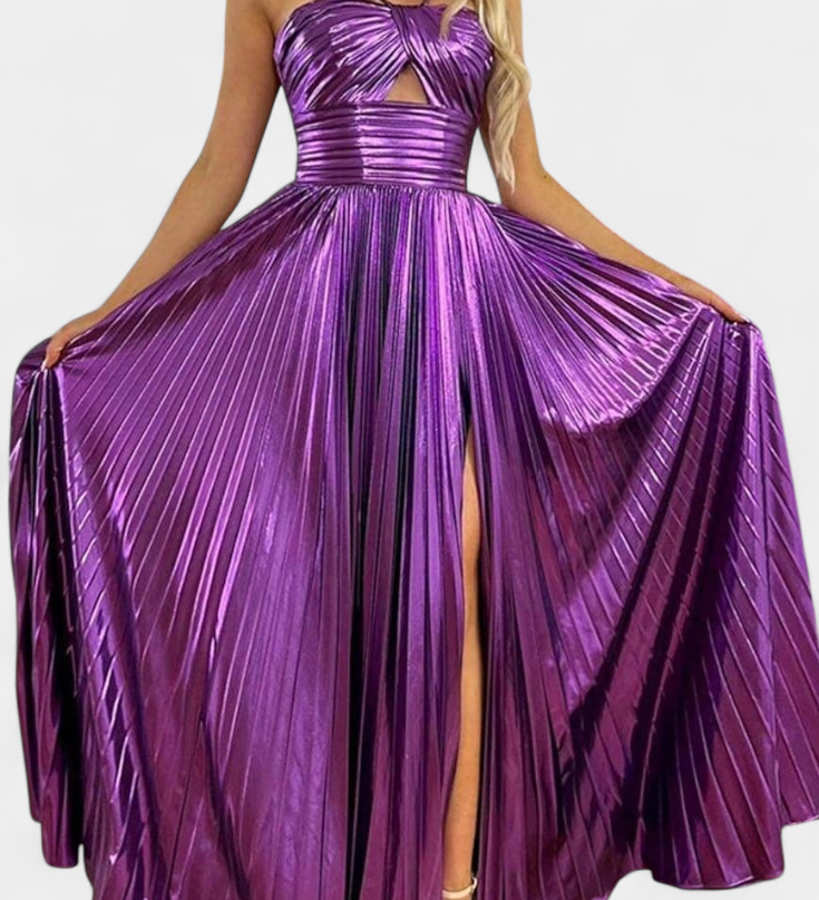 Branimira Maxi Haljina Metalik s Preklopom i Raskorakom