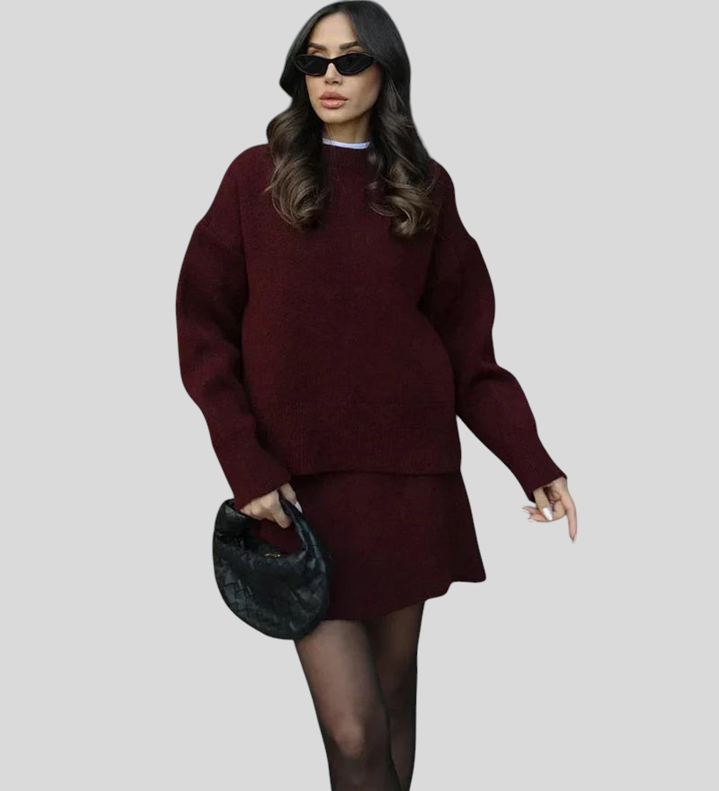 Velara - Pleteni Set - Oversize Pulover + Minica