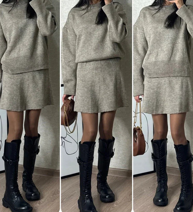 Velara - Pleteni Set - Oversize Pulover + Minica