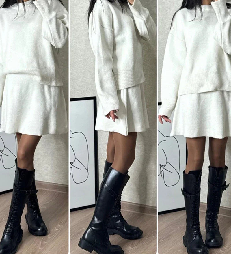 Velara - Pleteni Set - Oversize Pulover + Minica