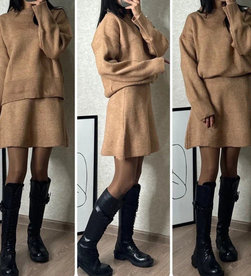 Velara - Pleteni Set - Oversize Pulover + Minica