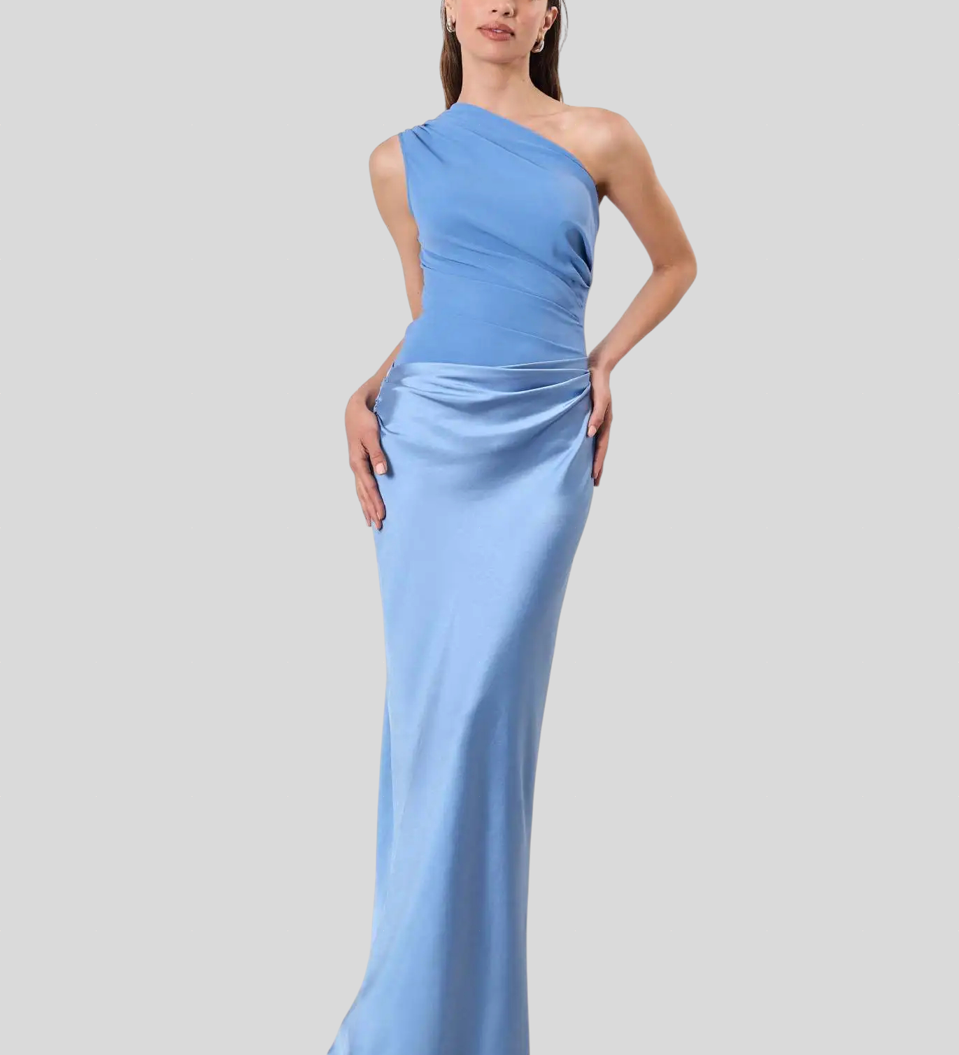 Amber – Saten Haljina Na Jedno Rame, Maxi Duljine