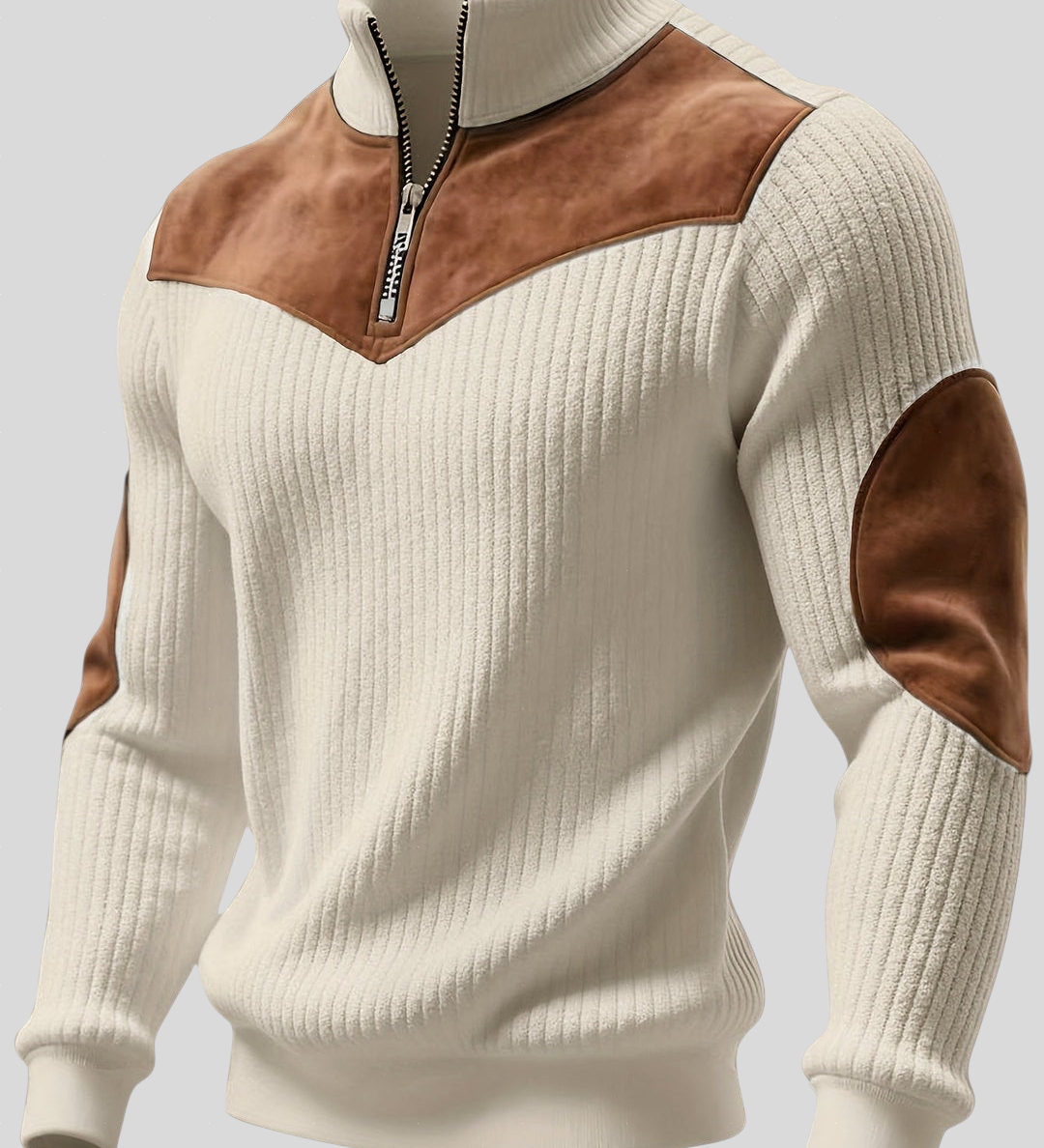 Kortez – Ležerni Pleteni Pulover s Poluzipom