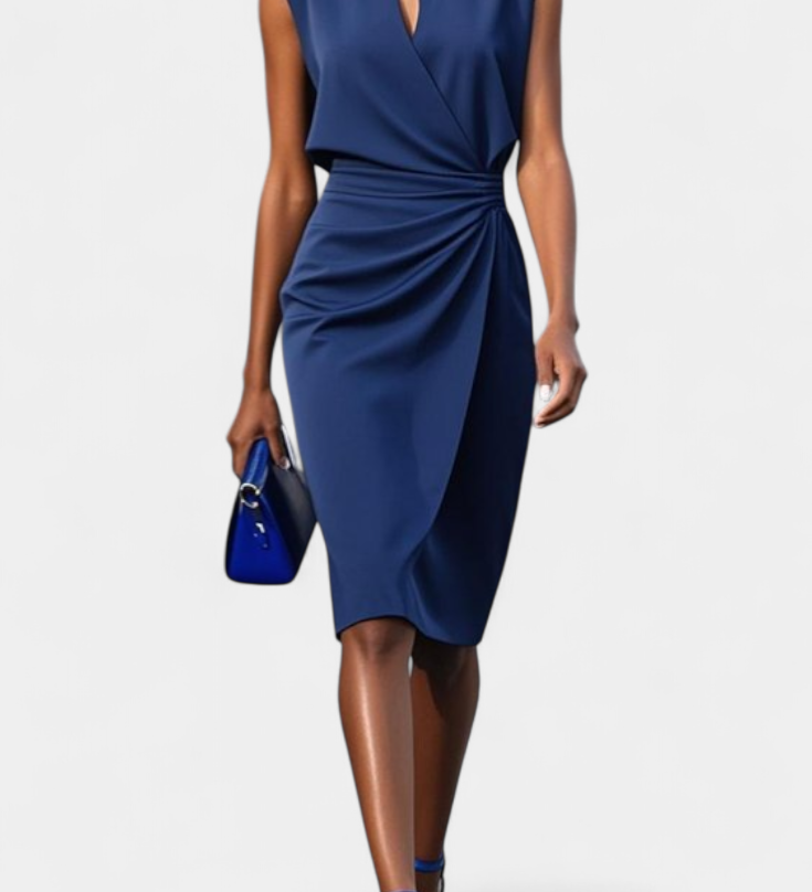 Maša Midi Haljina s Dugim Rukavima i Okruglim Izrezom