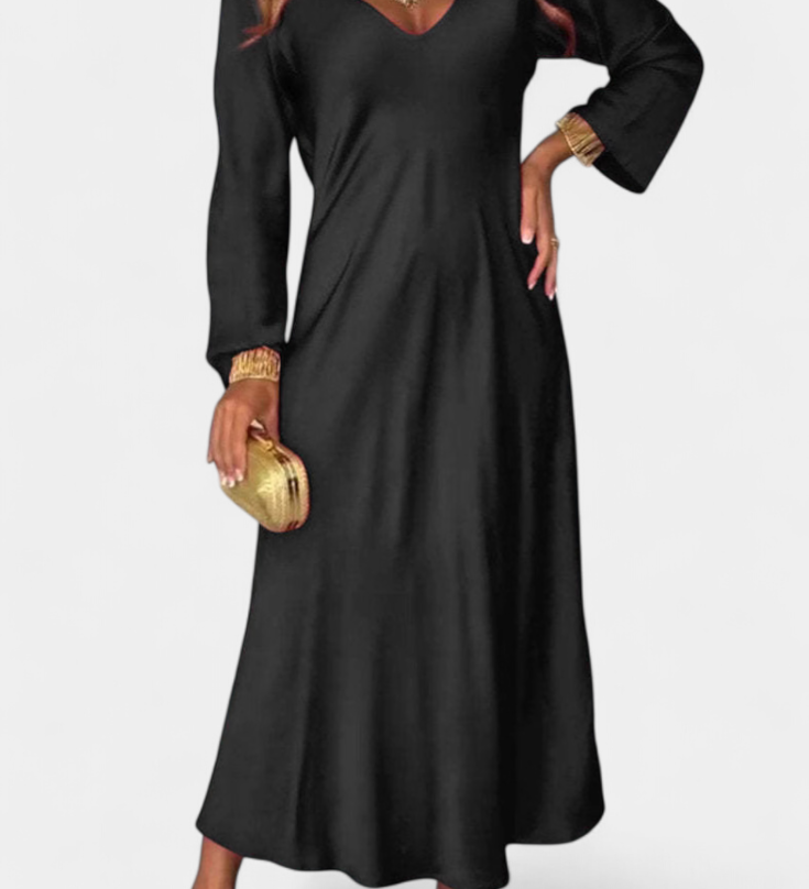 Martina Haljina Fluida s V Izrezom i Dugim Rukavima